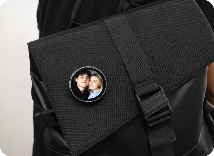 Beambox badge on a bag